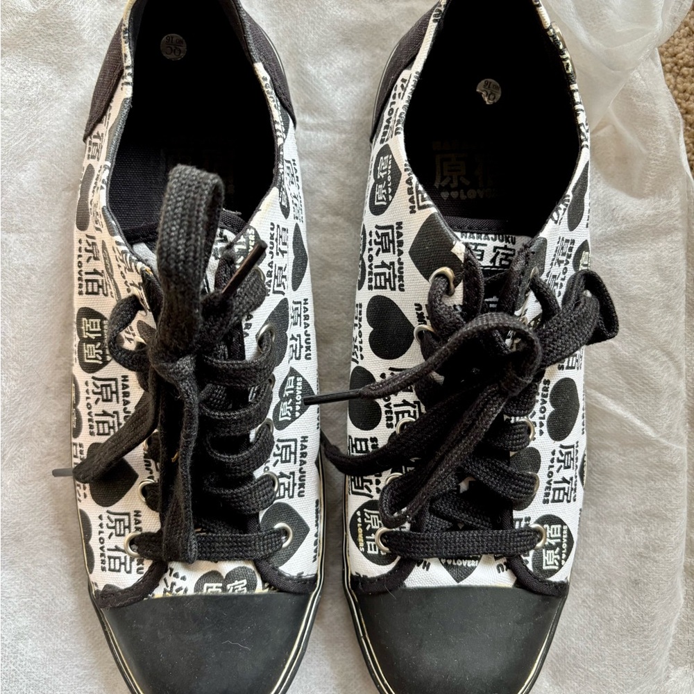 Harajuku Lovers Monochrome Graphic Sneakers